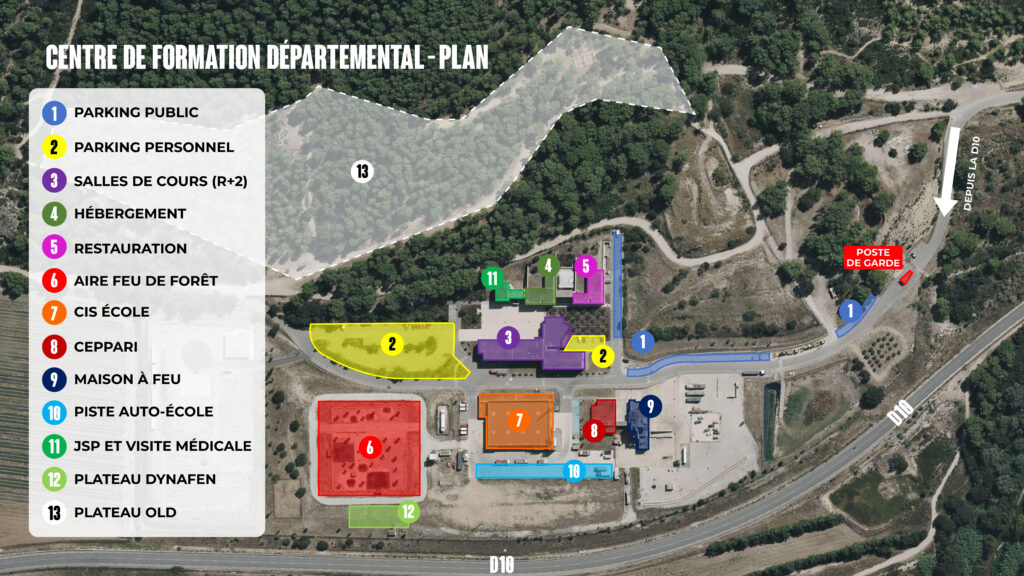 Plan du centre de formation départemental des Pompiers13
